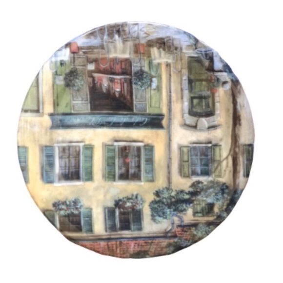 222 FIFTH Plate Set French Cafe 4 Piece Set by Fabrice De Villeneuve NWOT - Picture 5 of 11